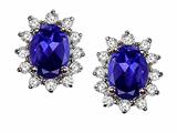Tommaso Design™ Oval 8x6 mm Genuine Iolite and Diamond Earrings