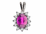 Tommaso Design™ Oval 8x6 mm Genuine Pink Tourmaline and Diamond Pendant
