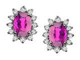 Tommaso Design™ Oval 8x6 mm Genuine Pink Tourmaline and Diamond Earrings