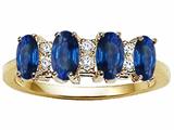Tommaso Design™ Genuine 4 Stone Sapphire and Diamond Ring