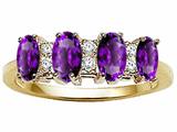 Tommaso Design™ Genuine 4 Stone Amethyst and Diamond Ring