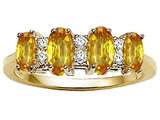 Tommaso Design™ Oval 5x3mm Genuine 4 Stone Citrine and Diamond Ring