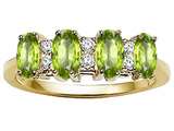 Tommaso Design™ Oval 5x3mm Genuine 4 Stone Peridot and Diamond Ring