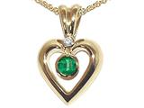 Tommaso Design™ Genuine Emerald and Diamond Heart Shaped Pendants