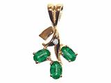 Tommaso Design™ Oval 5x3mm Genuine Emerald and Diamond Pendant