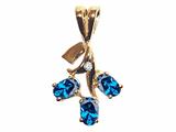 Tommaso Design™ Oval 5x3mm Genuine Blue Topaz and Diamond Pendant