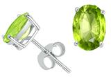 Tommaso Design™ 7x5mm Oval Genuine Peridot Earring Studs