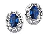 Tommaso Design™ Oval 6x4 mm Genuine Sapphire Earrings
