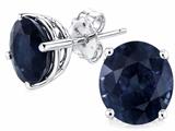 Tommaso Design™ Round 7mm Genuine Black Sapphire Earring Studs
