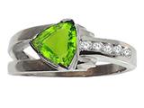 Tommaso Design™ Trillion 7mm Genuine Peridot and Diamond Ring