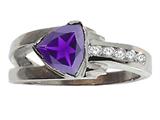 Tommaso Design™ Trillion 7mm Genuine Iolite and Diamond Ring