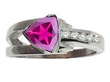 Tommaso Design™ Trillion 7mm Genuine Pink Tourmaline and Diamond Ring