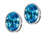 Tommaso Design™ Checkerboard Cut Genuine Oval Blue Topaz Earring Studs