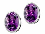 Tommaso Design™ Checkerboard Cut Genuine Oval Amethyst Earring Studs