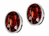 Tommaso Design™ Genuine Oval Garnet Earring Studs