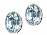 Tommaso Design™ Genuine Oval Aquamarine Earring Studs