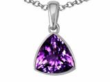 Tommaso Design™ Trillion Cut Genuine Amethyst Pendant