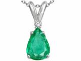 Tommaso Design™ Pear Shape 8x6mm Genuine Emerald and Diamond Pendant