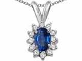 Tommaso Design™ Oval 7x5mm Genuine Sapphire and Diamond Pendant