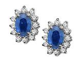 Tommaso Design™ Oval 7x5mm Genuine Sapphire and Diamond Earrings