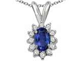 Tommaso Design™ Oval 7x5mm Genuine Iolite and Diamond Pendant