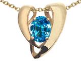 Tommaso Design™ Oval 9x7mm Genuine Blue Topaz Pendant Enhancer with large opening for Omega Chain