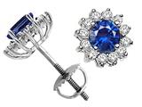 Tommaso Design™ Round 5mm Genuine Sapphire and Diamond Screw Back Earrings Studs