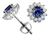 Tommaso Design™ Round 4.5mm Genuine Sapphire and Diamond Screw Back Earring Studs