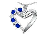 Tommaso Design™ Round 3mm Genuine Sapphire Heart Shaped Pendant