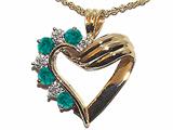 Tommaso Design™ Round 3mm Genuine Emerald Heart Shaped Pendant