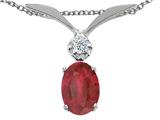 Tommaso Design™ Oval 7x5mm Genuine Ruby and Diamond Pendant