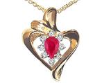 Tommaso Design™ Ruby and Diamond Heart Shaped Pendant