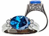 Tommaso Design™ Oval 10x8 mm Genuine Blue Topaz and Diamond Ring