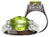 Tommaso Design™ Oval 10x8 mm Genuine Peridot and Diamond Ring