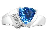 Tommaso Design™ Trillion 7mm Genuine Blue Topaz and Diamond Ring