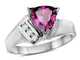 Tommaso Design™ Trillion 7mm Genuine Pink Tourmaline and Diamond Ring