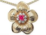 Genuine Ruby and Diamond Flower Pendant