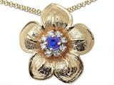 Genuine Sapphire and Diamond Flower Pendant