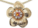 Genuine Citrine and Diamond Flower Pendant