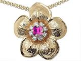 Genuine Pink Tourmaline and Diamond Flower Pendant