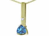 Tommaso Design™ Trillion 7mm Genuine Blue Topaz and Diamond Pendant