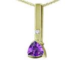Tommaso Design™ Trillion 7mm Genuine Amethyst and Diamond Pendant