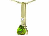 Tommaso Design™ Trillion 7mm Genuine Peridot and Diamond Pendant
