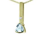 Tommaso Design™ Trillion 7mm Genuine Aquamarine and Diamond Pendant