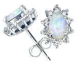Tommaso Design™ Oval 6x4mm Genuine Opal and Diamond Earrings
