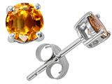 Tommaso Design™ Round Genuine Citrine Earring Studs