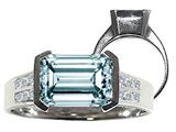 Tommaso Design™ Genuine Aquamarine and Diamond Ring