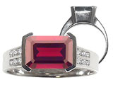 Tommaso Design™ Emerald Cut 9x7mm Genuine Garnet and Diamond Ring