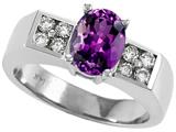 Tommaso Design™ Genuine Amethyst and Diamond Ring
