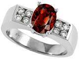 Tommaso Design™ Genuine Garnet and Diamond Ring